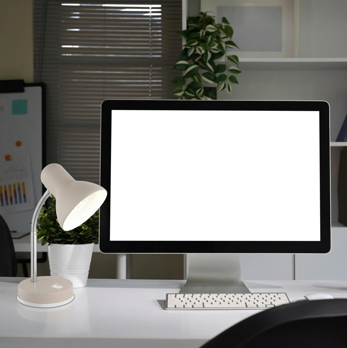 GLOBO Tischleuchte sand Chrom Metall Kunststoff B/H/L: ca. 21,5x12,5x35 cm E27 1 Brennstellen Tischleuchte_Basic - sand/Chrom (35,00/21,50/12,50cm) - GLOBO