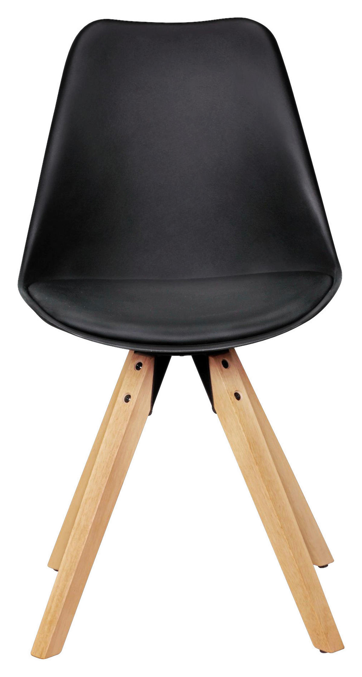Stuhl 2er-Set schwarz schwarz natur Kunststoff Kunstleder Echtholz B/H/T: ca. 49x87x52 cm 2er-Set - natur/schwarz (49,00/87,00/52,00cm) - Wohnling