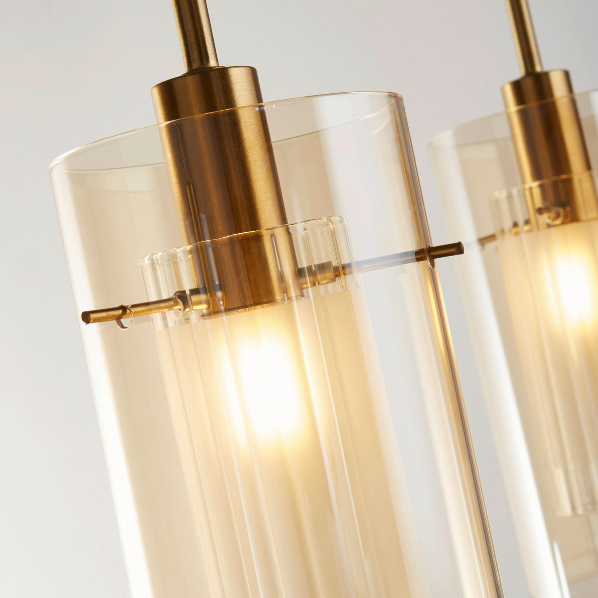 Searchlight Pendelleuchte champagner bronze Glas Stahl B/H/L: ca. 13x130x71 cm E14 3 Brennstellen Duo 3 - champagner/bronze (71,00/13,00/130,00cm) - Searchlight