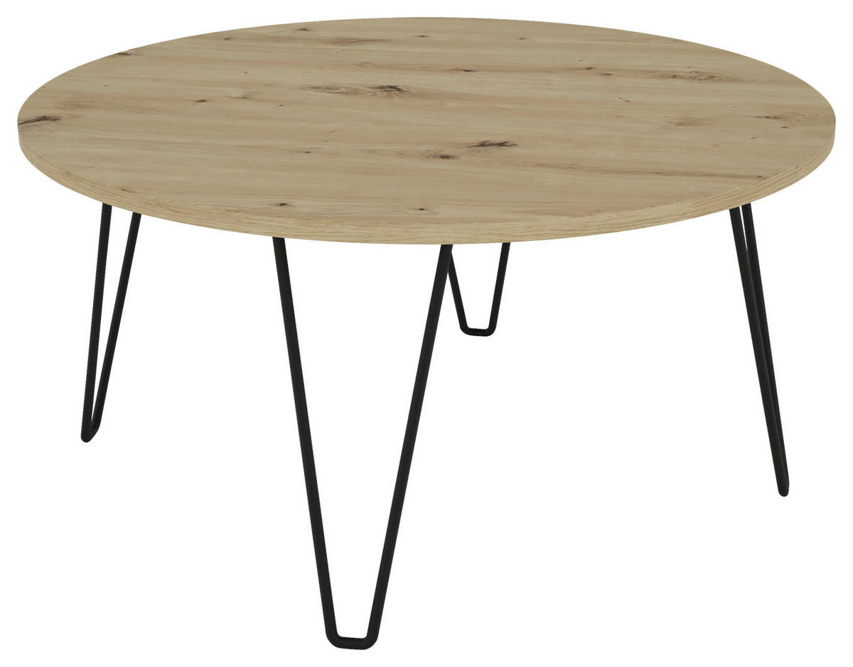 Couchtisch FLAIR Eiche Nachbildung schwarz pulverbeschichtet FLAIR - Eiche/schwarz - byLIVING