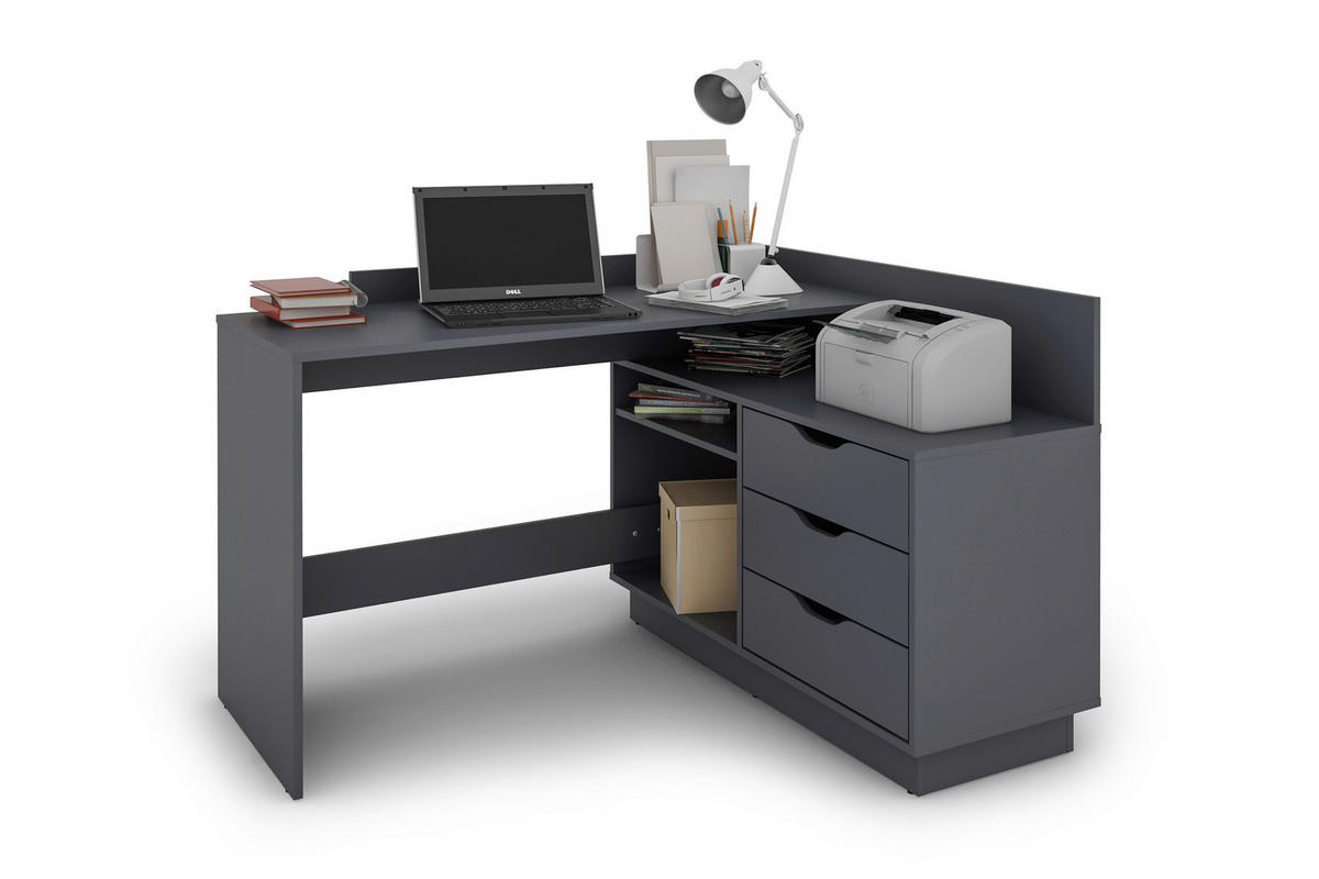 Eckschreibtisch BELFAST anthrazit B/H/T: ca. 129x83,5x105 cm BELFAST - anthrazit (129,00/83,50/105,00cm) - byLIVING