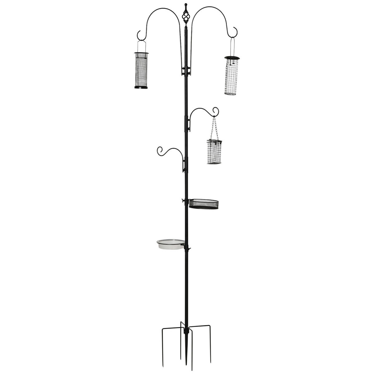 PawHut Tier-Zubehör schwarz Edelstahl B/H/L: ca. 54,5x54,5x208 cm Vogelfutterspender - schwarz (208,00/54,50/54,50cm) - PawHut