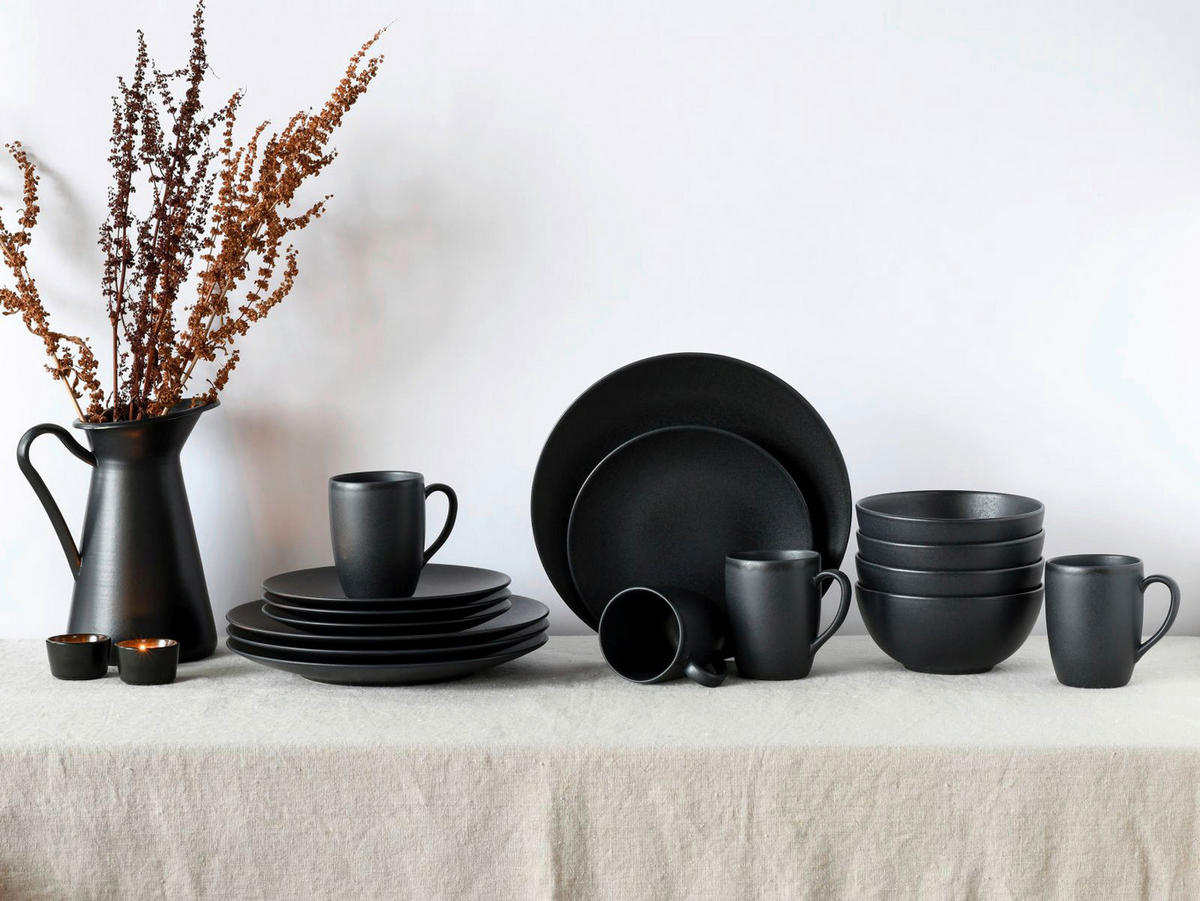 CreaTable Kombiservice Soft Touch mattschwarz Steinzeug 16 tlg. Soft Touch - mattschwarz - CreaTable