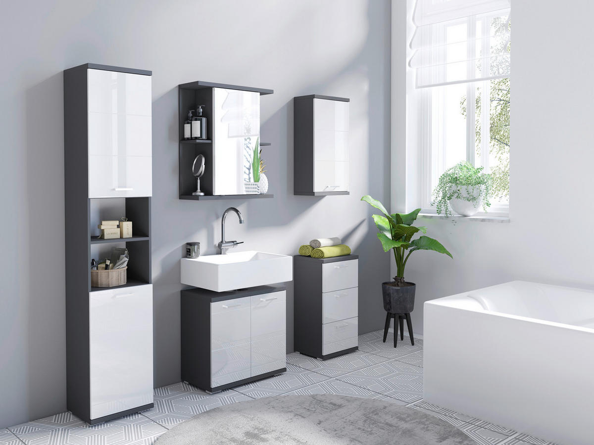Spiegelschrank NEBRASKA anthrazit B/H/T: ca. 60x70x25 cm NEBRASKA - anthrazit (60,00/70,00/25,00cm) - byLIVING