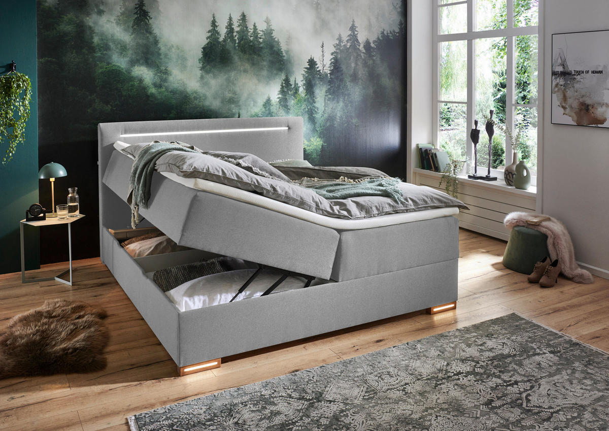 Boxspringbett Cooper grau Liegefläche B/L: ca. 160x200 cm Cooper - Eiche/grau (162,00/110,00/208,00cm)