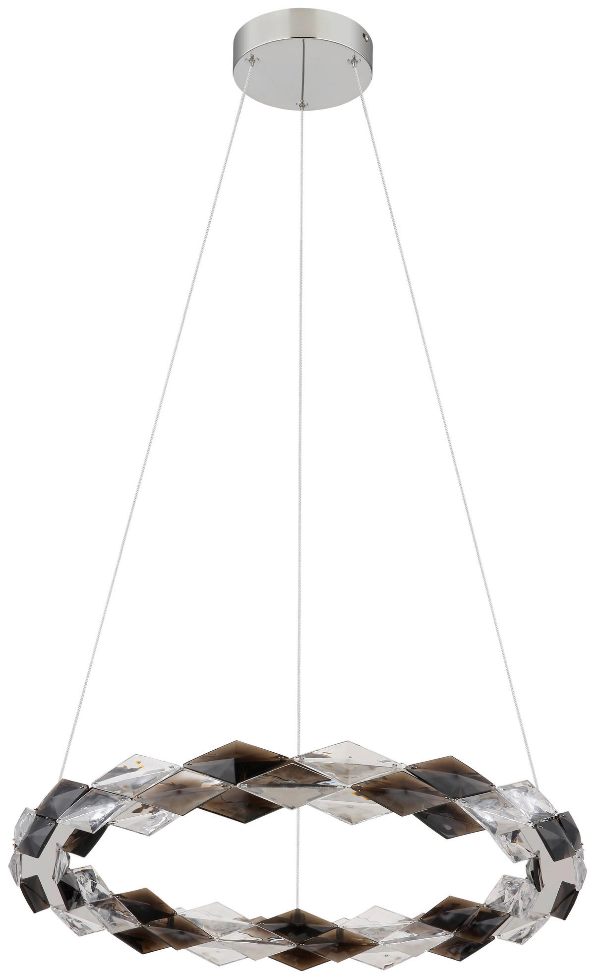 GLOBO LED-Pendelleuchte Chrom transparent Rauch Metall Acryl H/D: ca. 130x55 cm KARILION - Rauch/Chrom (55,00/130,00cm) - GLOBO