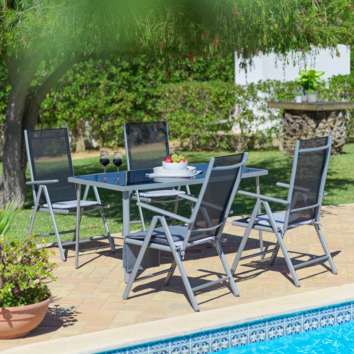 POCOline Patioset grau Alu Patioset_5tlg. - schwarz/grau - POCOline