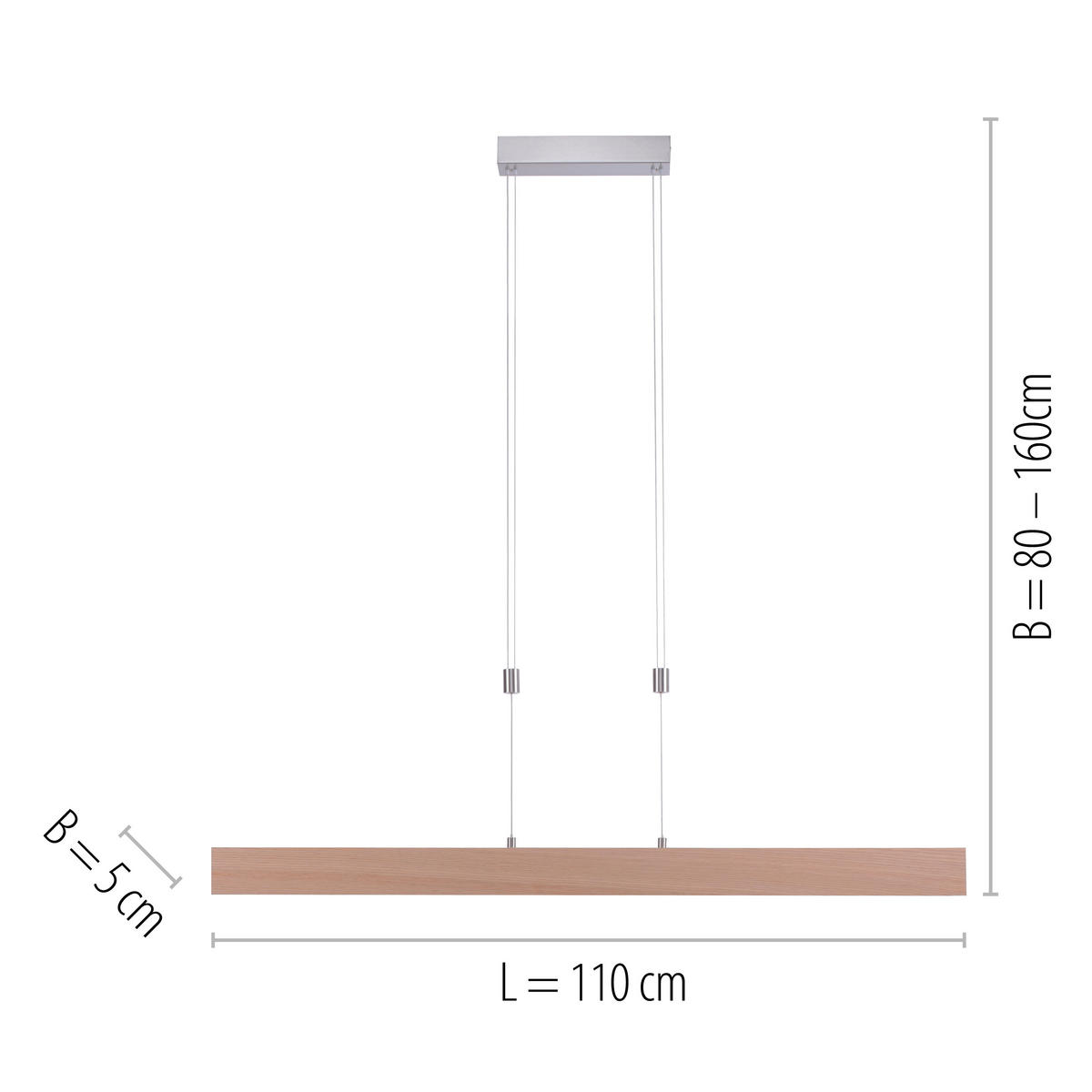 Just Light LED-Pendelleuchte AMANDA 11420-78 natur Aluminium B/H/T: ca. 110x160x5 cm 1.0 Brennstellen AMANDA - natur (110,00/160,00/5,00cm) - Just Light