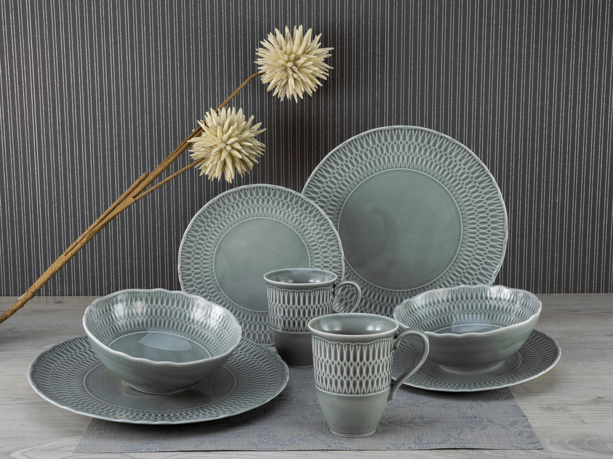 CreaTable Kombiservice SOFIA - STONE grau Porzellan 8 tlg. SOFIA - STONE - grau - CreaTable