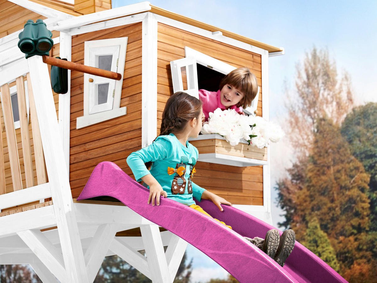 AXI Spielhaus Max braun B/H/L: ca. 432x288x193 cm Max - braun/lila (193,00/432,00/288,00cm) - AXI