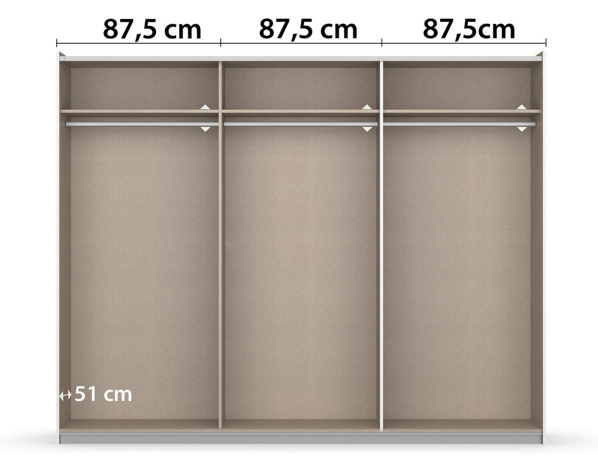 Kleiderschrank Oslo Alpinweiß grau B/H/T: ca. 261x210x59 cm Oslo - Alpinweiß/grau (261,00/210,00/59,00cm)