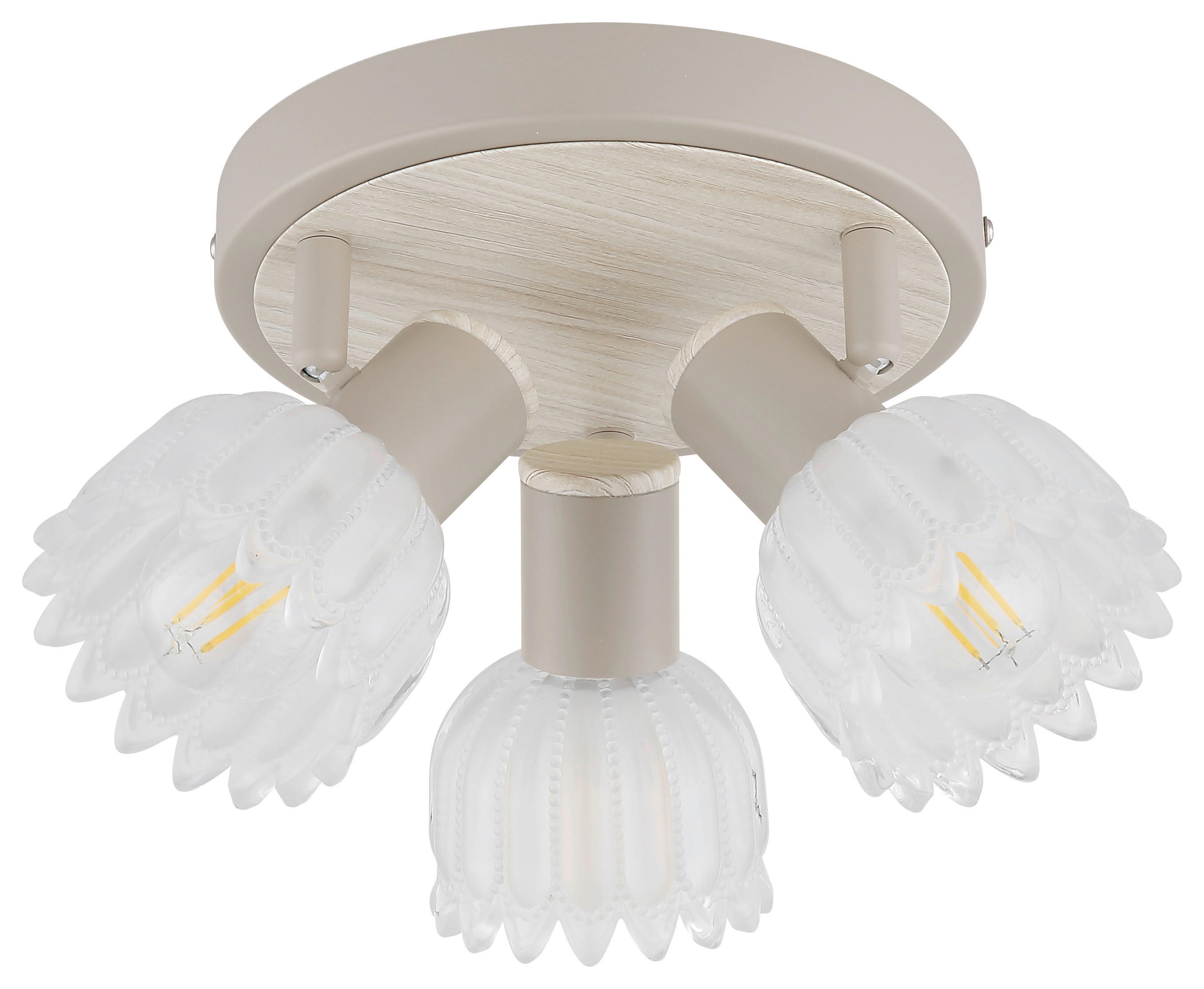 GLOBO Strahler sand Glas Metall B/H/L: ca. 11x20x20,5 cm E14 3 Brennstellen Strahler-Planta - sand (20,50/11,00/20,00cm) - GLOBO