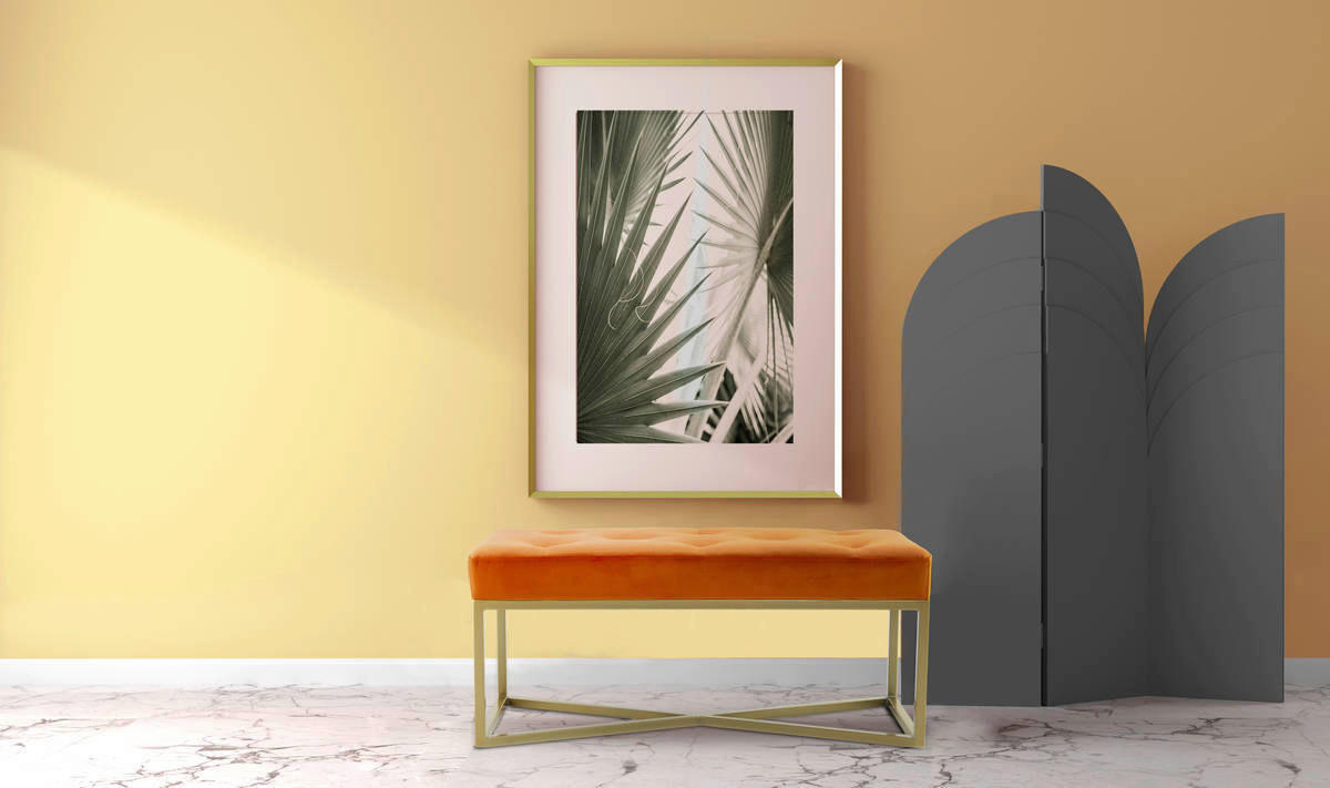 Sitzbank Diaz 101 orange B/H/T: ca. 40x40x90 cm Diaz 101 - gold/orange (40,00/40,00/90,00cm) - 360 Living