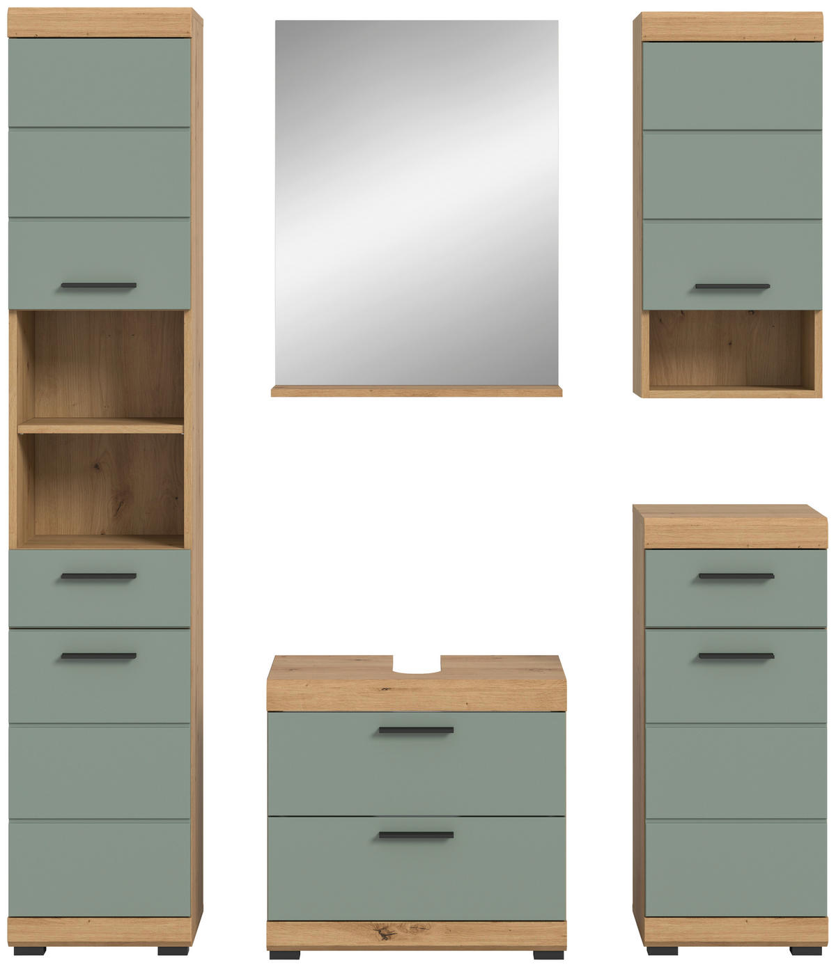 Badezimmer-Set Scout Eiche Artisan Nachbildung salbei Nachbildung B/H/T: ca. 164x191x37 cm Scout - Eiche/salbei (164,00/191,00/37,00cm) - xonox.home