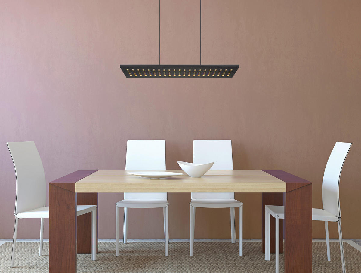 GLOBO LED-Pendelleuchte DOLORES 15770HB mattschwarz schwarz Holz Metall B/H/L: ca. 20x120x80 cm 1.0 Brennstellen DOLORES - schwarz/mattschwarz (80,00/20,00/120,00cm) - GLOBO