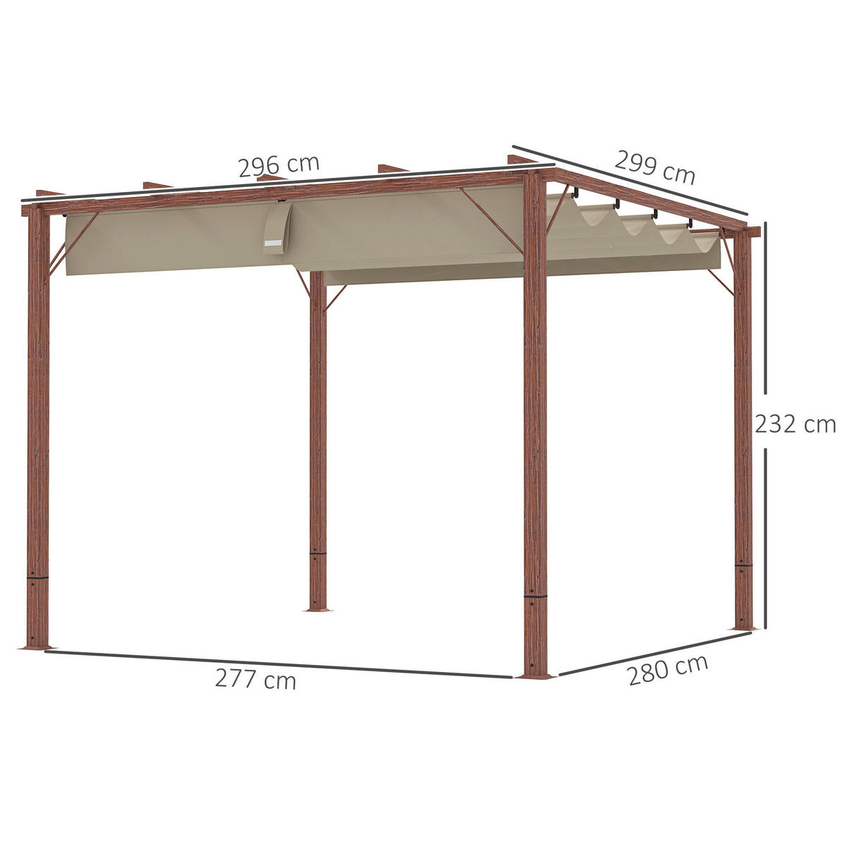 Outsunny Pergola natur Aluminium B/H/L: ca. 296x232x299 cm Pergola - natur (299,00/296,00/232,00cm) - Outsunny