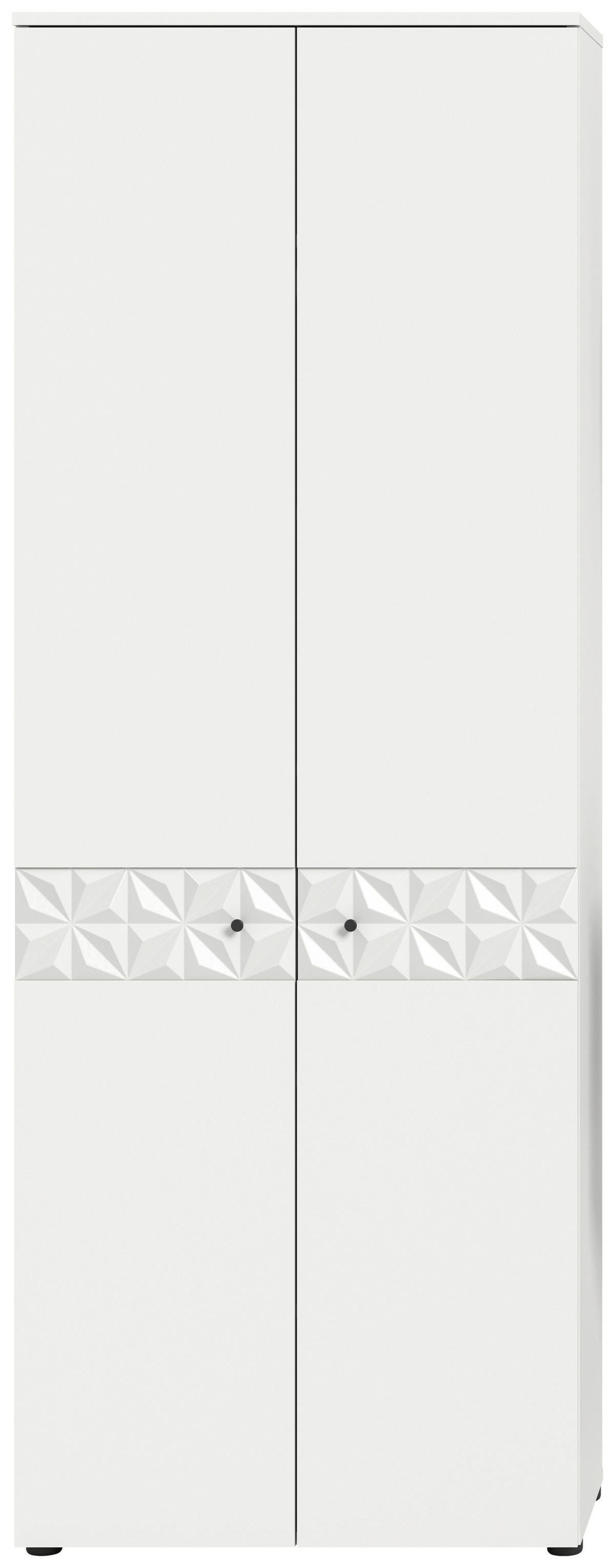 Garderobenschrank Prisma weiß weiß Hochglanz B/H/T: ca. 70,2x192x34,8 cm Prisma - weiß (70,20/192,00/34,80cm) - xonox.home