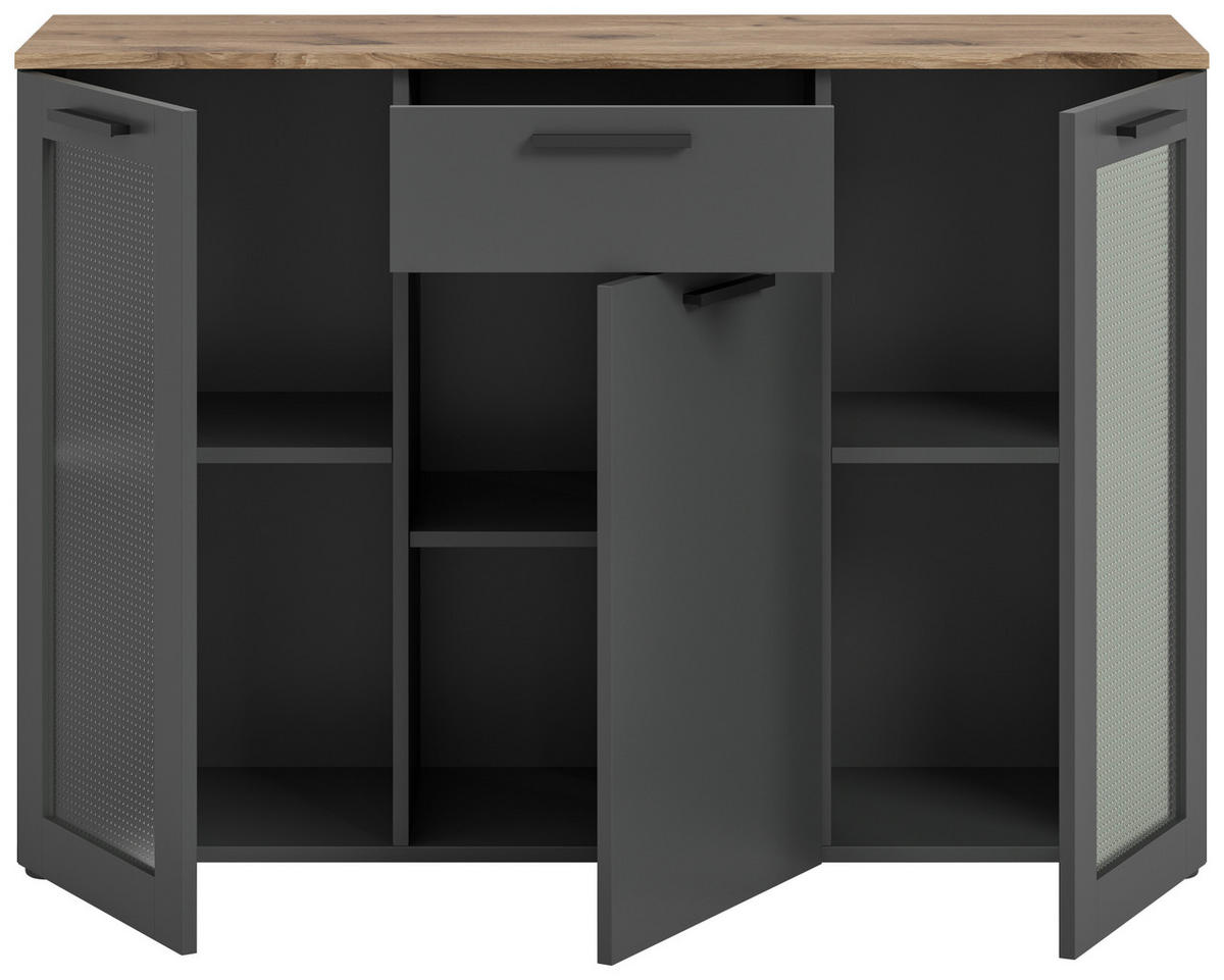 Sideboard Niklas anthrazit Eiche Nox Oak Nachbildung B/H/T: ca. 120x84x35 cm Niklas - Eiche/anthrazit (120,00/84,00/35,00cm)