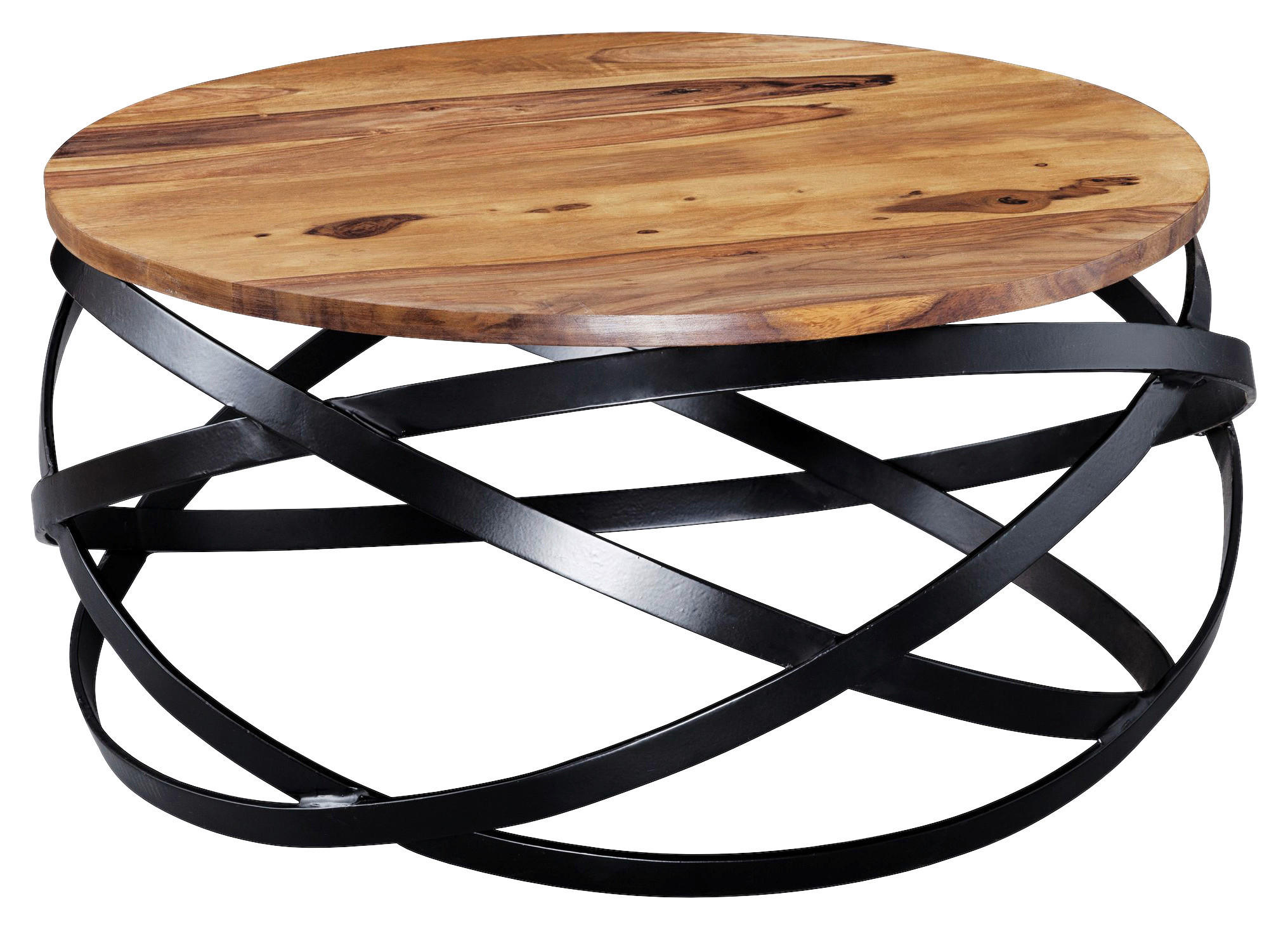 Couchtisch natur schwarz lackiert B/H/T: ca. 60x30x60 cm Couchtisch - natur/schwarz (60,00/30,00/60,00cm) - Wohnling