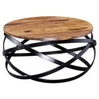 Couchtisch natur schwarz lackiert B/H/T: ca. 60x30x60 cm Couchtisch - natur/schwarz (60,00/30,00/60,00cm) - Wohnling