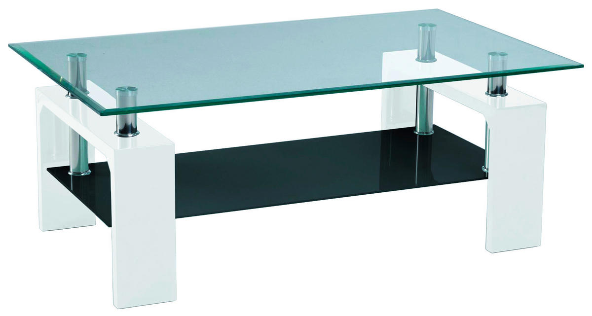 Glascouchtisch Modena glasklar weiß B/H/T: ca. 100x45x60 cm Modena - weiß/glasklar (100,00/45,00/60,00cm)