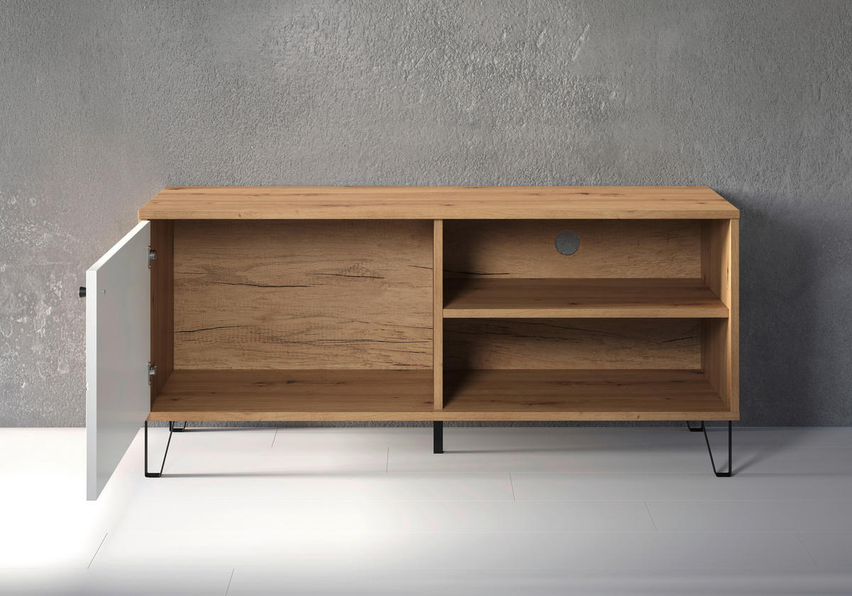 TV-Lowboard Touch weiß matt Eiche Artisan Nachbildung B/H/T: ca. 123x56x40 cm Touch - Eiche/weiß (123,00/56,00/40,00cm) - Trendteam