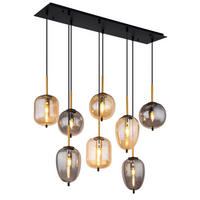 GLOBO Pendelleuchte mattschwarz Metall Glas B/H/T: ca. 34x120x102,5 cm 8.0 Brennstellen 15345-8A - mattschwarz (34,00/120,00/102,50cm) - GLOBO