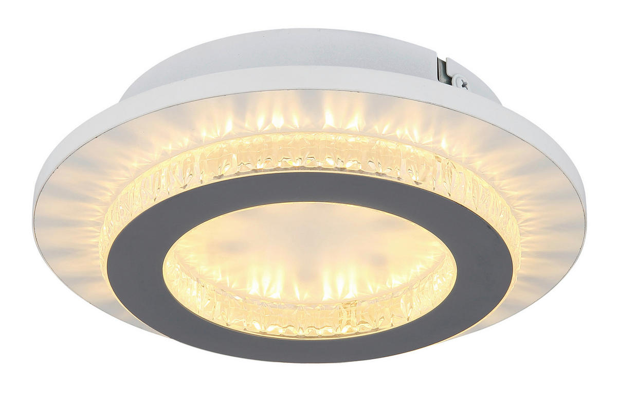 GLOBO LED-Deckenleuchte klar hellgrau weiß Kunststoff Metall H/D: ca. 5,5x20 cm 1 Brennstellen JAYDEN - klar/hellgrau (20,00/5,50cm) - GLOBO