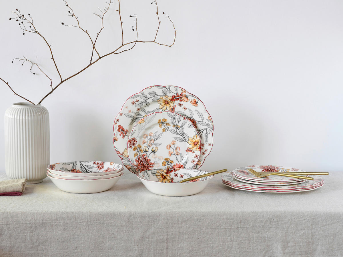 CreaTable Tafelservice Fiore bunt Steingut 12 tlg. Fiore - bunt - CreaTable