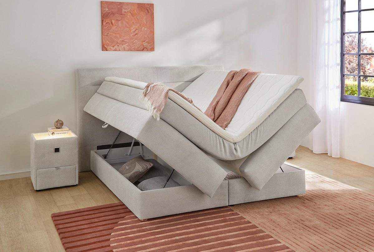 Boxspringbett  hellgrau Liegefläche B/L: ca. 180x200 cm Simone_Boxspringbett - hellgrau (199,00/124,00/217,00cm)