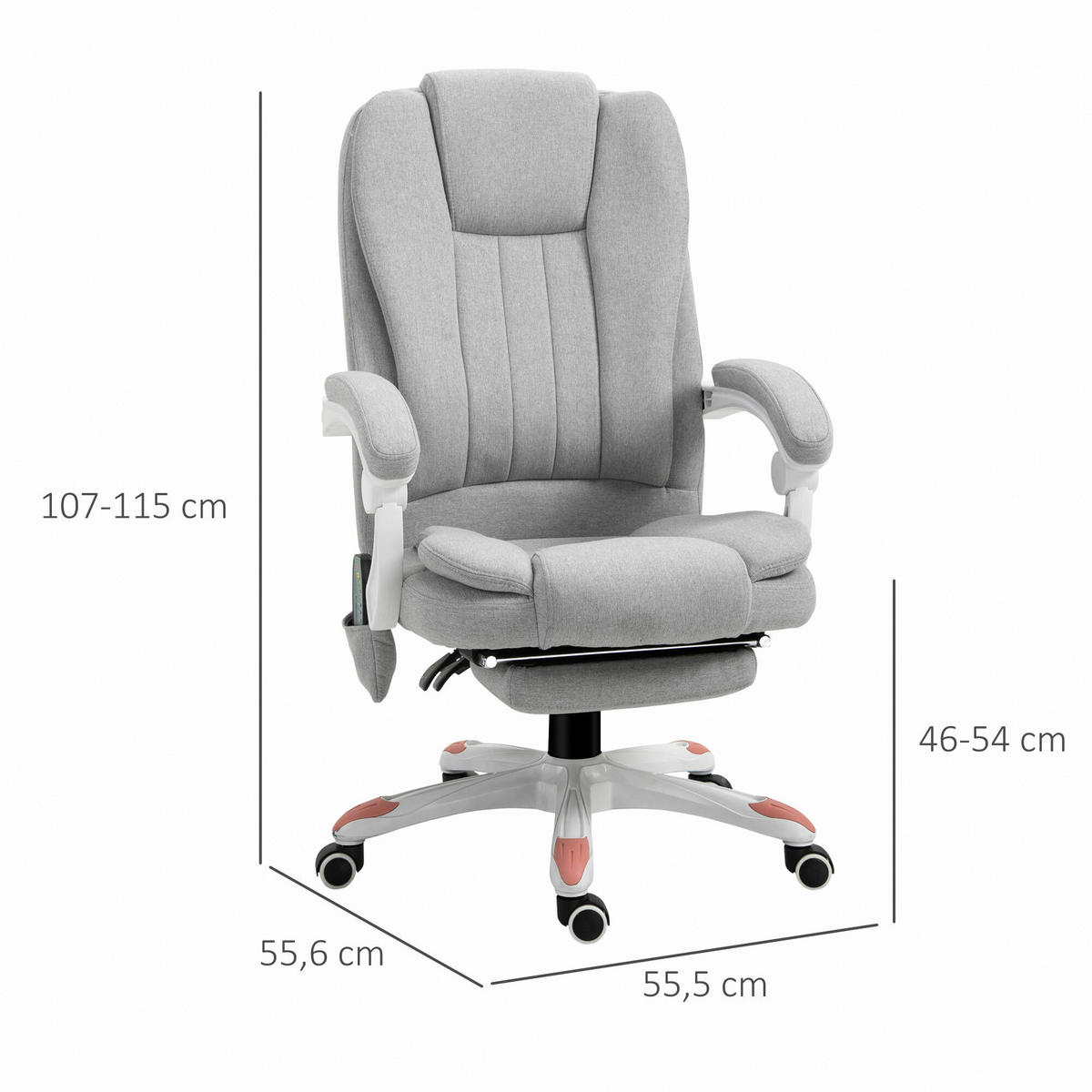Vinsetto Massagestuhl MH921-272 grau Polyester-Mischgewebe Schaumstoff Nylon B/H/L: ca. 66x115x63 cm Massagestuhl MH921-272 - grau (63,00/66,00/115,00cm) - Vinsetto