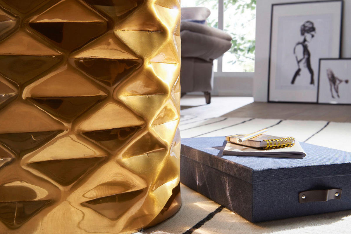 Beistelltisch gold Aluminium B/H/T: ca. 43,5x48x43,5 cm Beistelltisch - gold (43,50/48,00/43,50cm) - Wohnling