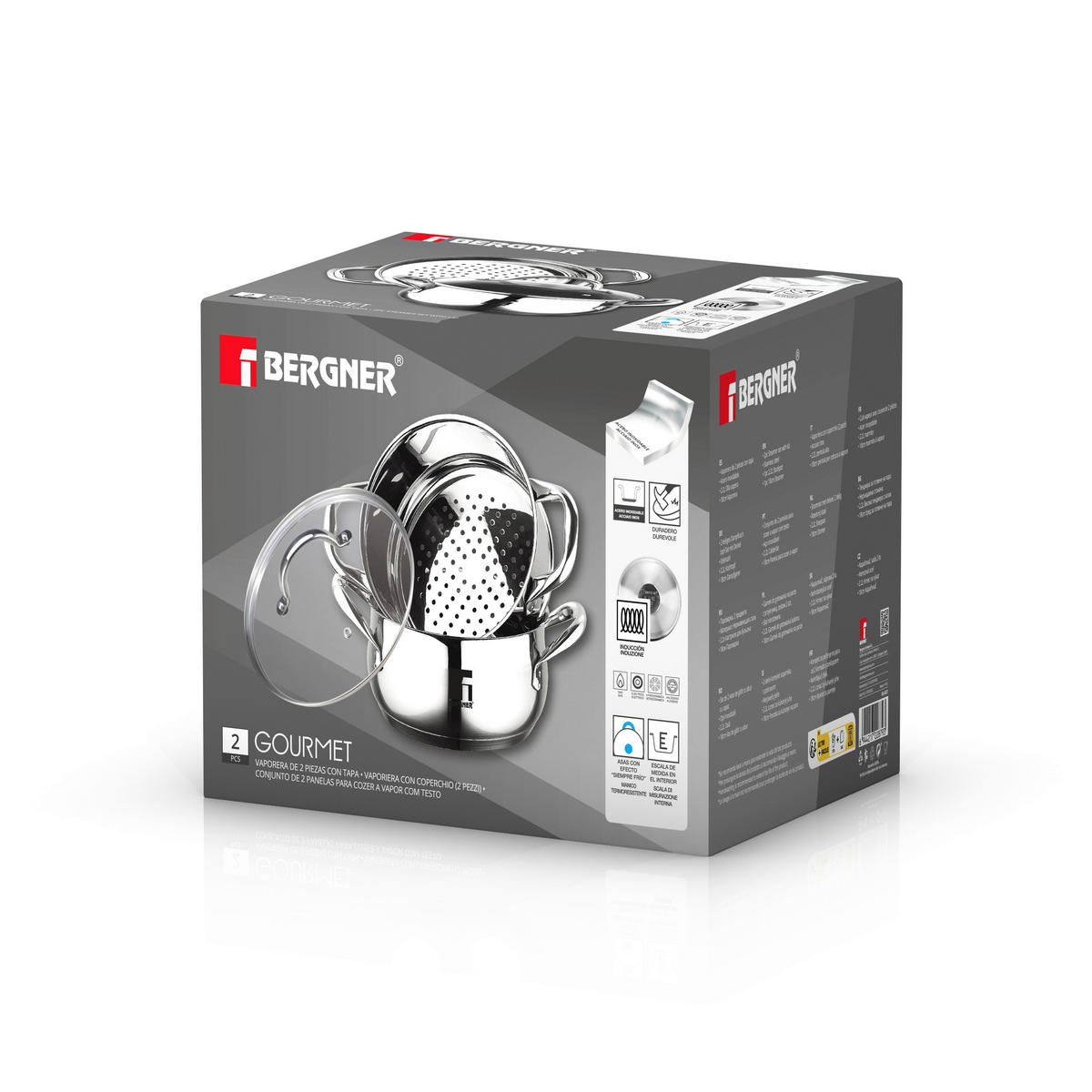 BERGNER Topfset Gourmet silber Edelstahl 3 tlg. Gourmet - silber - BERGNER