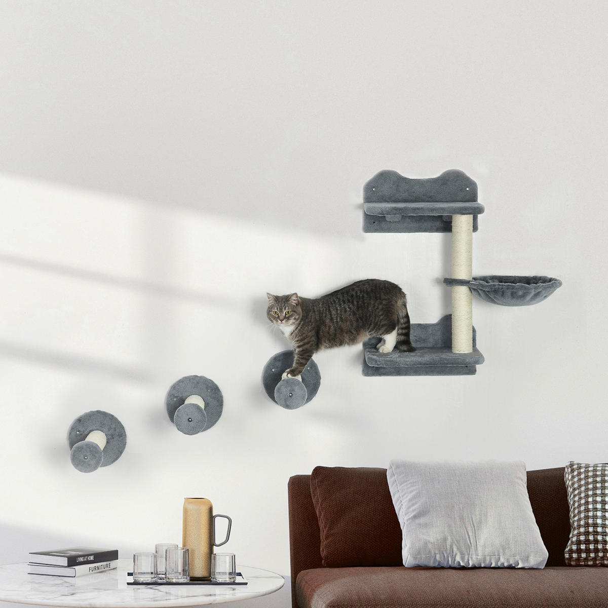 PawHut Fitness-Zubehör grau Edelstahl B/H/L: ca. 28x40x73 cm Kletterwand - grau (73,00/28,00/40,00cm) - PawHut