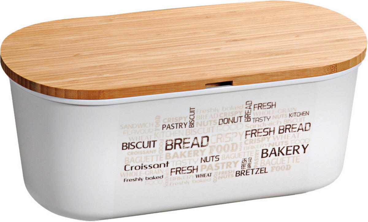 Kesper Brotbox weiß Bambus B/H/L: ca. 20x4,5x34 cm Brotbox - weiß/natur (34,00/20,00/4,50cm) - Kesper