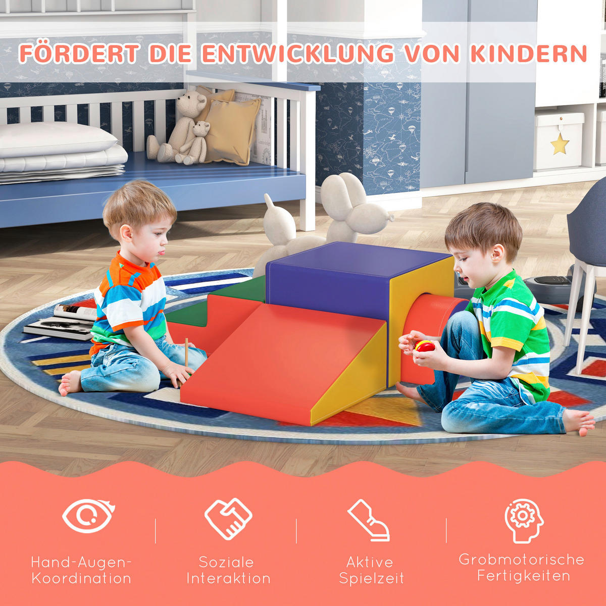 HOMCOM Bausteinset B/H/L: ca. 50x39x150 cm Bausteinset - multicolor (150,00/50,00/39,00cm) - HOMCOM