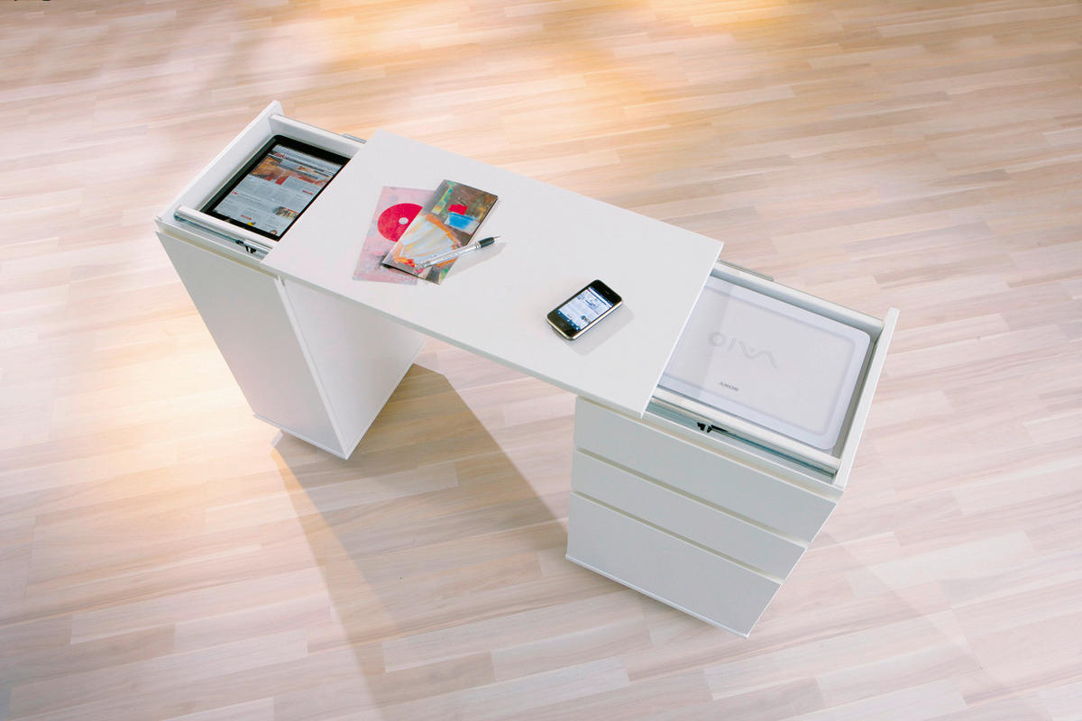 Schreibtisch Laptop Office weiß B/H/T: ca. 66x72x37 cm Laptop Office - weiß (66,00/72,00/37,00cm) - Inter Link