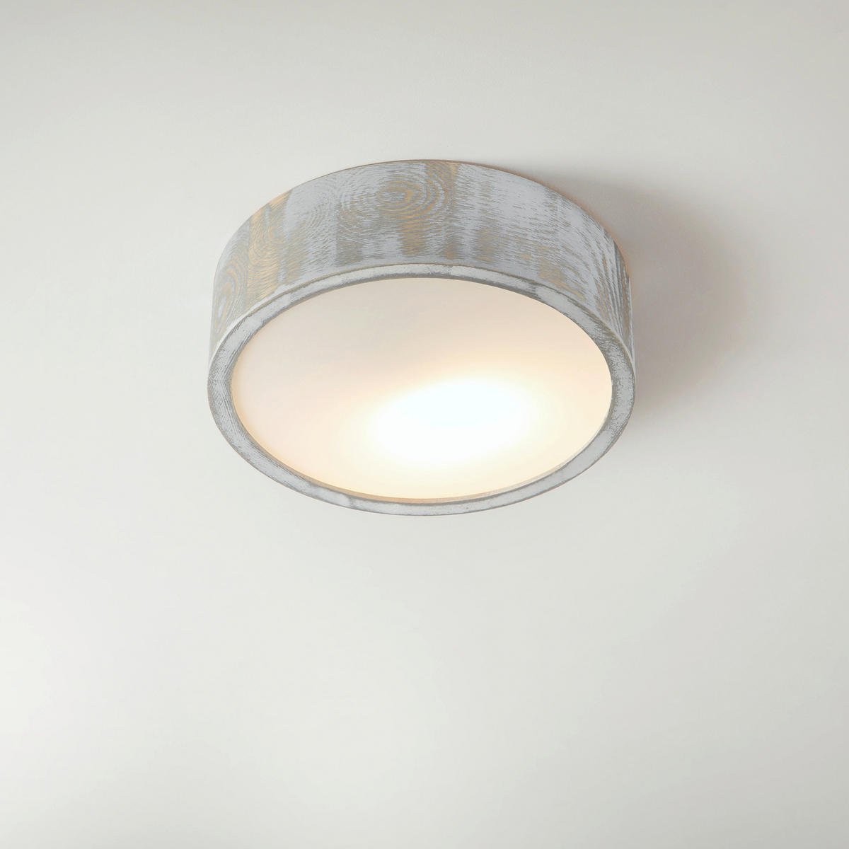 Lamkur Deckenleuchte hellbraun weiß Glas Holz B/H/L: ca. 28,5x12x28,5 cm 1 Brennstellen Eveline - weiß/hellbraun (28,50/28,50/12,00cm) - Lamkur