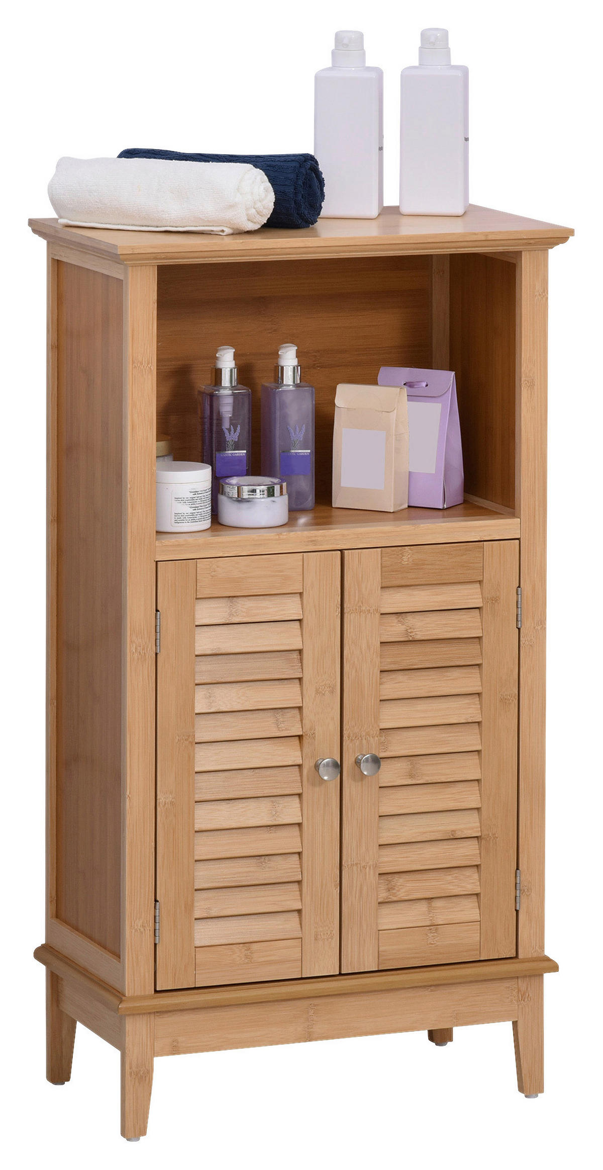 Badezimmerschrank natur Bambus B/H/L: ca. 26x92x50 cm Badezimmerschrank - natur (50,00/26,00/92,00cm) - HOMCOM
