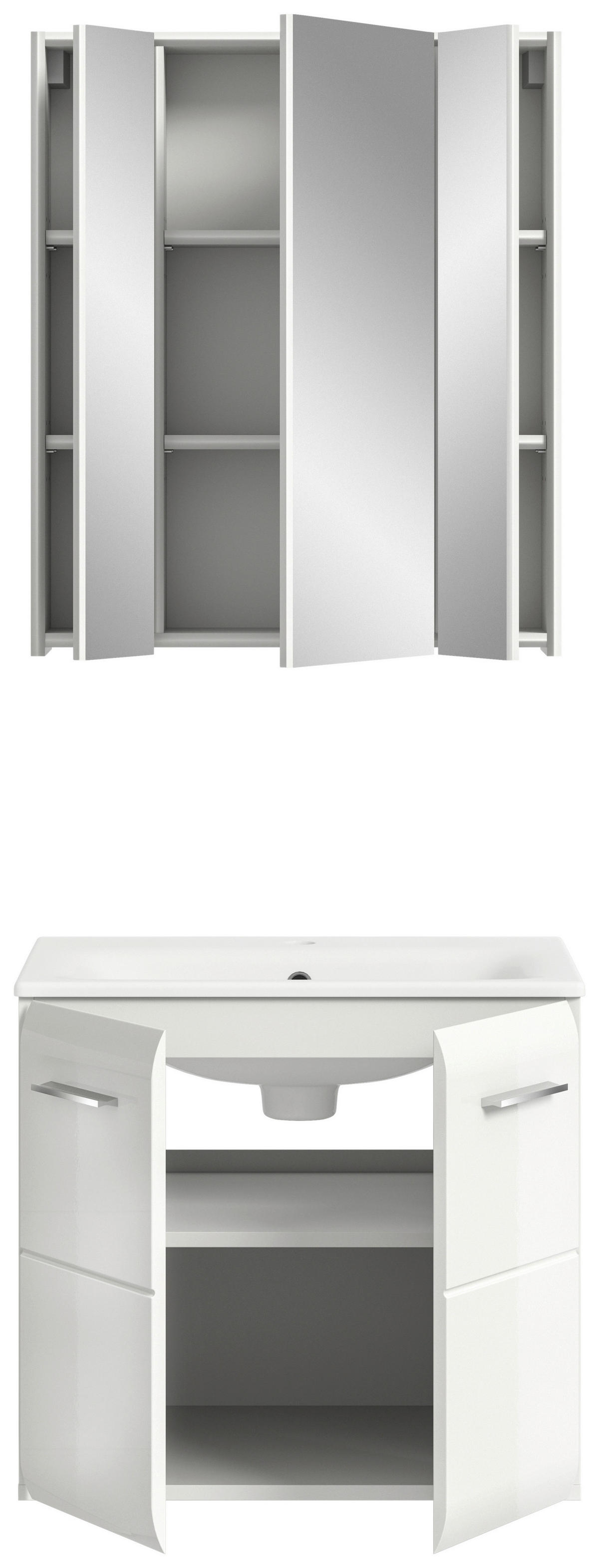 Badezimmer-Set Ice weiß weiß Hochglanz B/H/T: ca. 60x185x46 cm Ice - weiß (60,00/185,00/46,00cm) - xonox.home