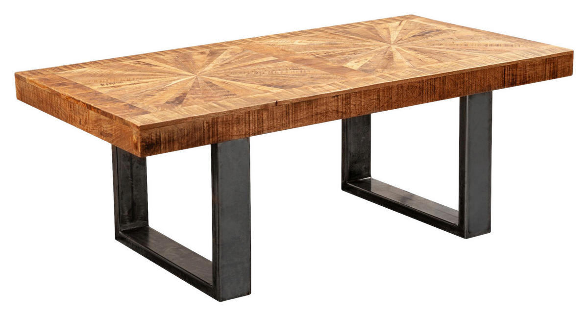 Wohnling Couchtisch natur grau Echtholz Edelstahl B/H/T: ca. 105x40x55 cm Couchtisch - natur/grau (105,00/40,00/55,00cm) - Wohnling