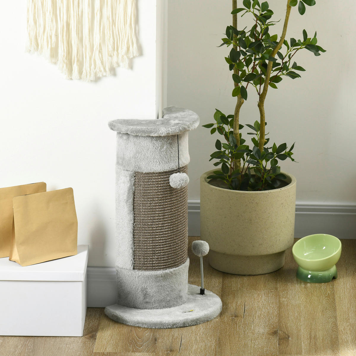 PawHut Kratzbaum grau Polypropylen B/H/L: ca. 25,5x34x58 cm Kratzbaum - grau (58,00/25,50/34,00cm) - PawHut