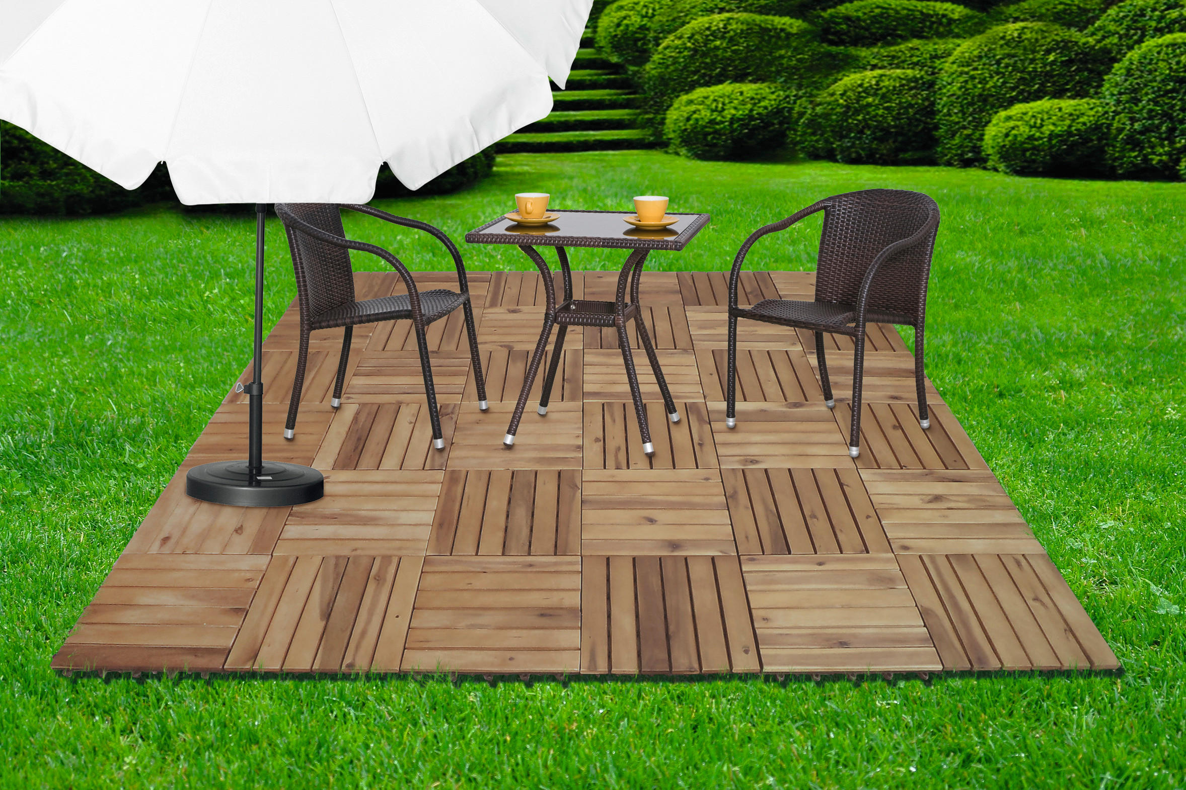 Terrassenfliese Akazie, 9 Stück im Paket natur B/L: ca. 30x30 cm Akazie, 9 Stück im Paket - natur (30,00/30,00/2,40cm)