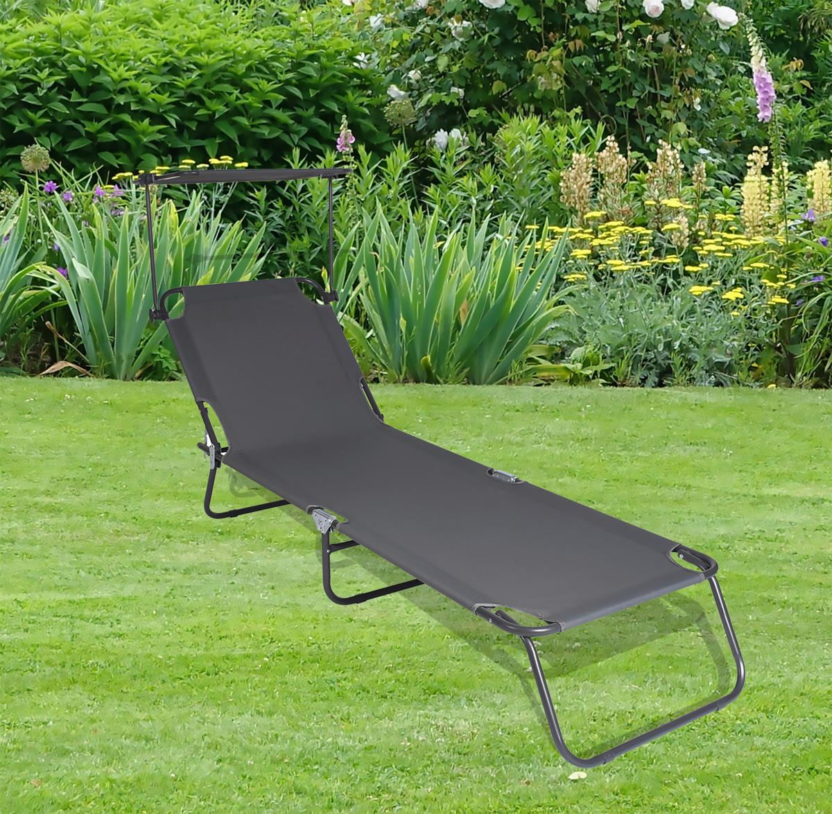 VCM Sonnenliege grau Polyester-Mischgewebe B/H/L: ca. 55x34x190 cm Sonnenliege - grau (190,00/55,00/34,00cm) - VCM