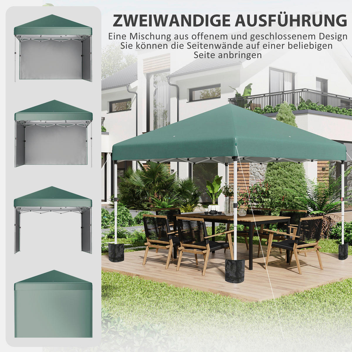 Outsunny Pavillon grün Polyester B/H/L: ca. 297x288x297 cm Pavillon - grün (297,00/297,00/288,00cm) - Outsunny