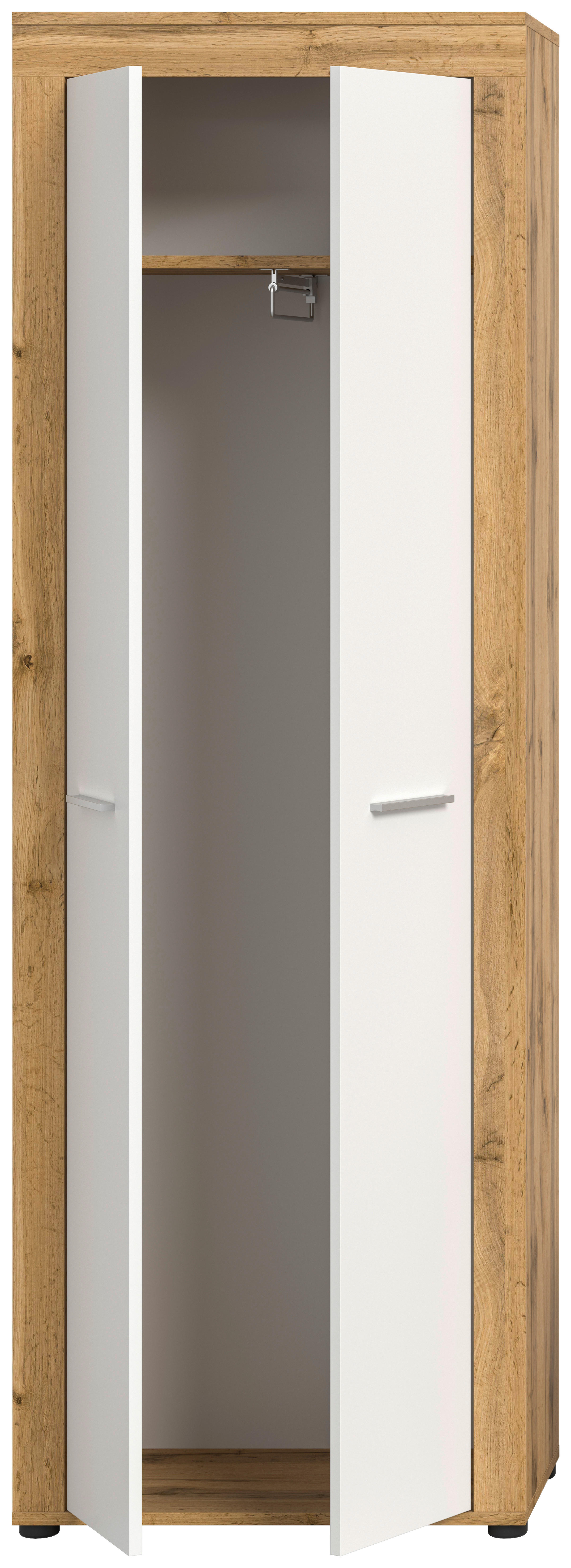 Garderobenschrank JAM Eiche Wotan Nachbildung weiß B/H/T: ca. 64x191x35 cm JAM - Eiche/weiß (64,00/191,00/35,00cm) - xonox.home