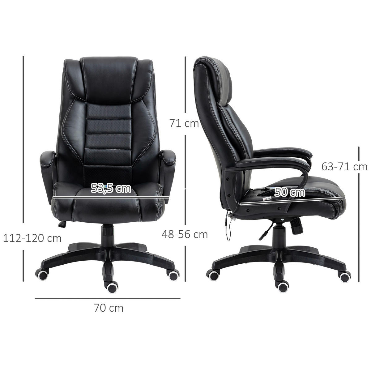 Chefsessel 921-321 schwarz Kunstleder Nylon Kunststoff 921-321 - schwarz (66,00/120,00/78,00cm) - Vinsetto