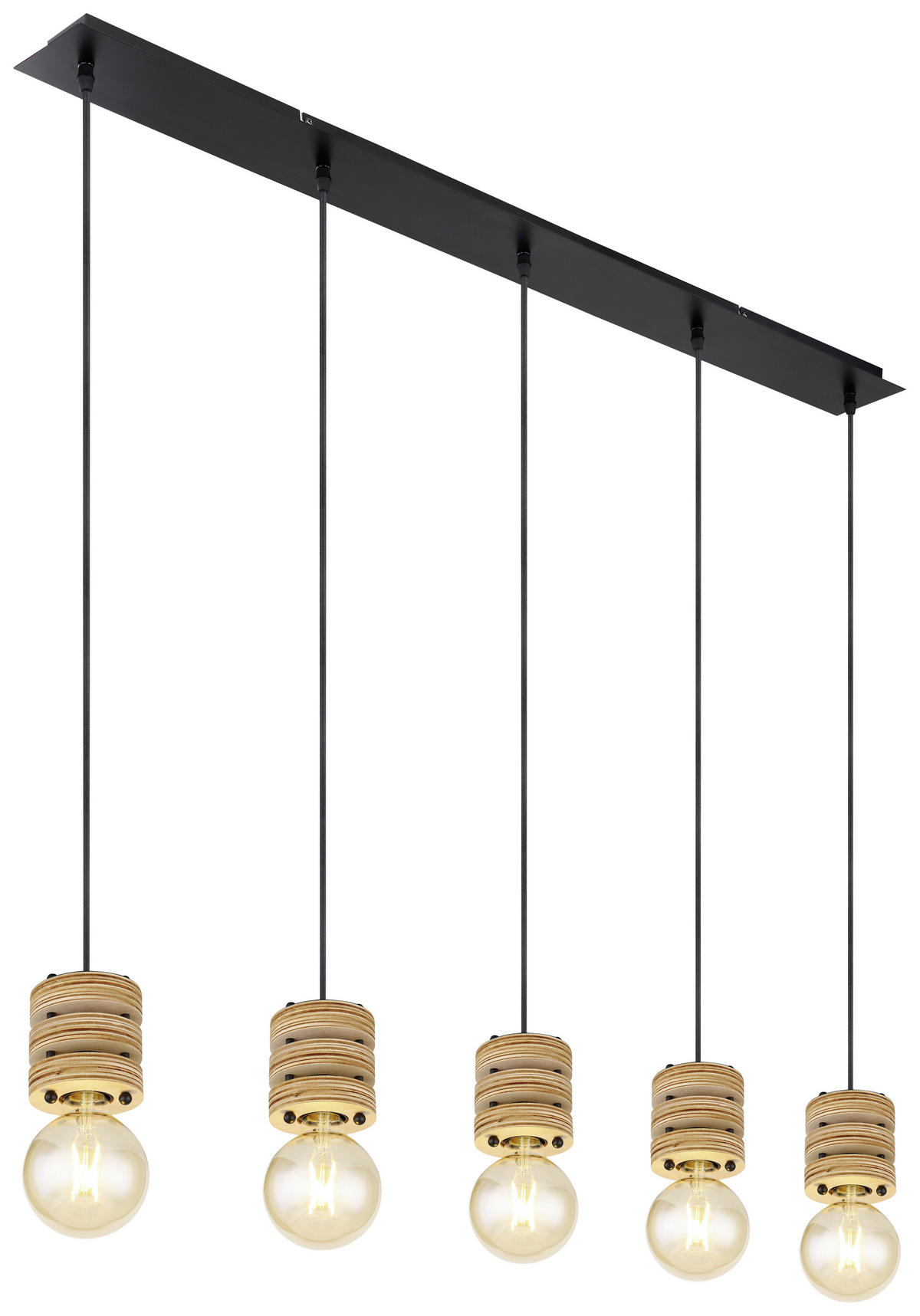 GLOBO Pendelleuchte ANGELINE 54042-5H schwarz Metall MDF B/H/T: ca. 116x120x10 cm ANGELINE - schwarz (116,00/120,00/10,00cm) - GLOBO