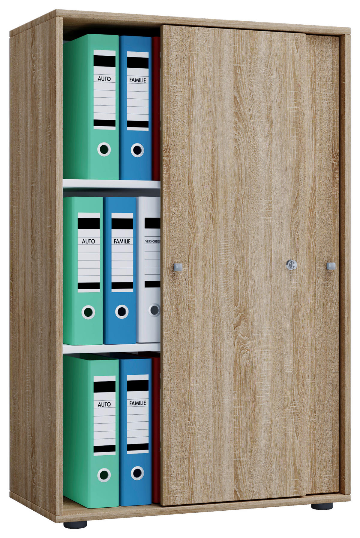 Büroschrank Lona XL mit Schiebetüren Eiche Sonoma Nachbildung weiß B/H/T:  ca. 70x110x37 cm ▷ online bei POCO kaufen