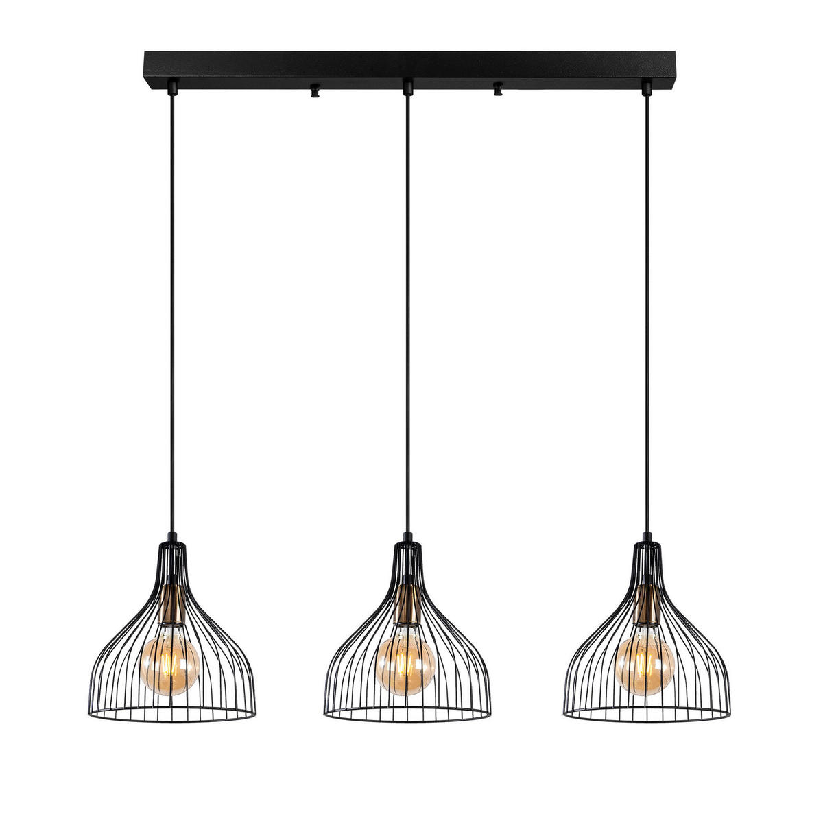 Opviq Pendelleuchte Cafu bronze schwarz Metall B/H/T/L/D: ca. 25x121x25x94x25 cm E27 3 Brennstellen Cafu - schwarz/bronze (94,00/25,00/121,00cm) - Opviq